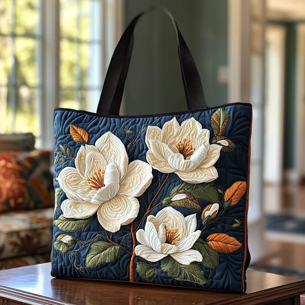 Handgefertigte Stepp-Tasche - Zarte Magnolia