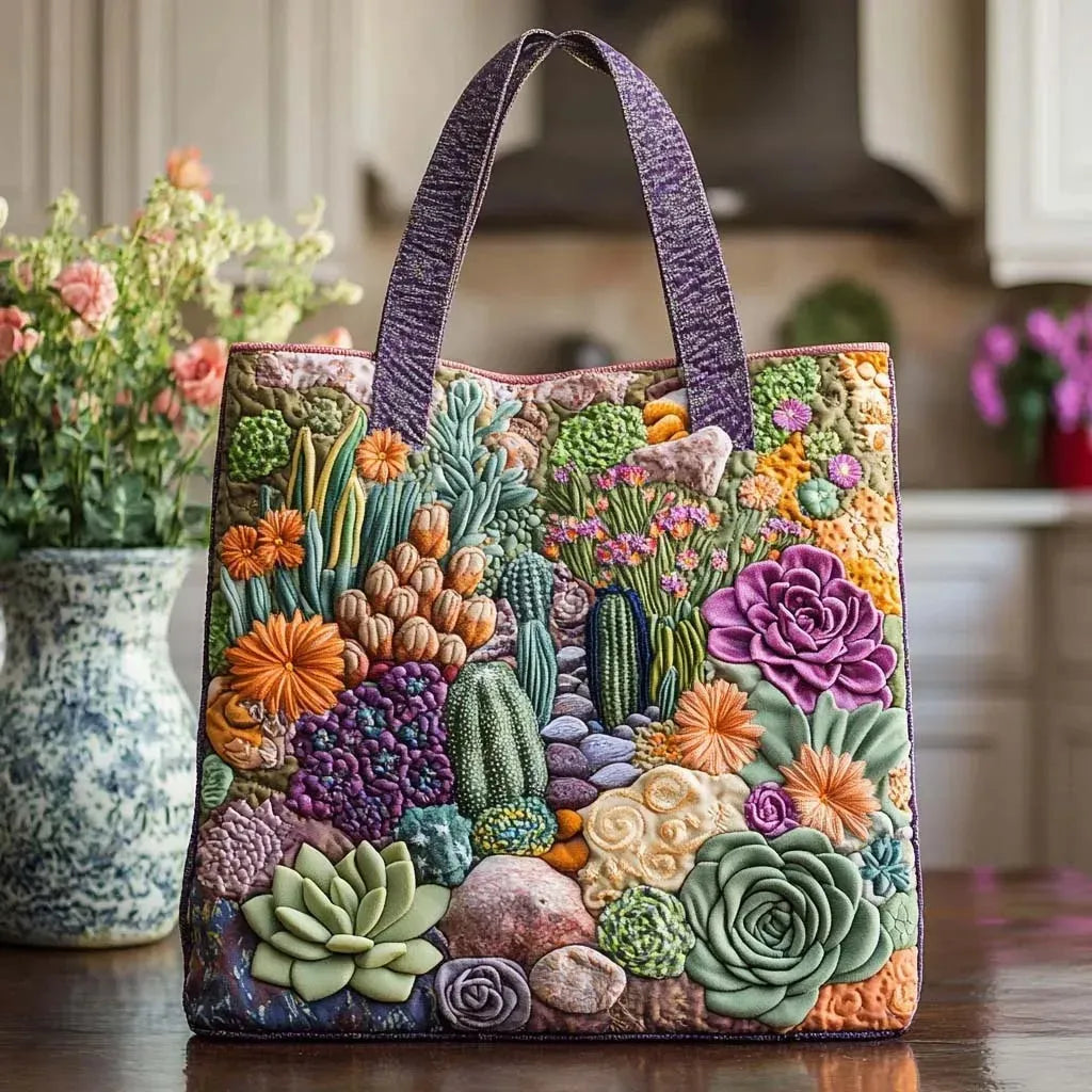 Handgefertigte Tasche - Sukkulenten Garten