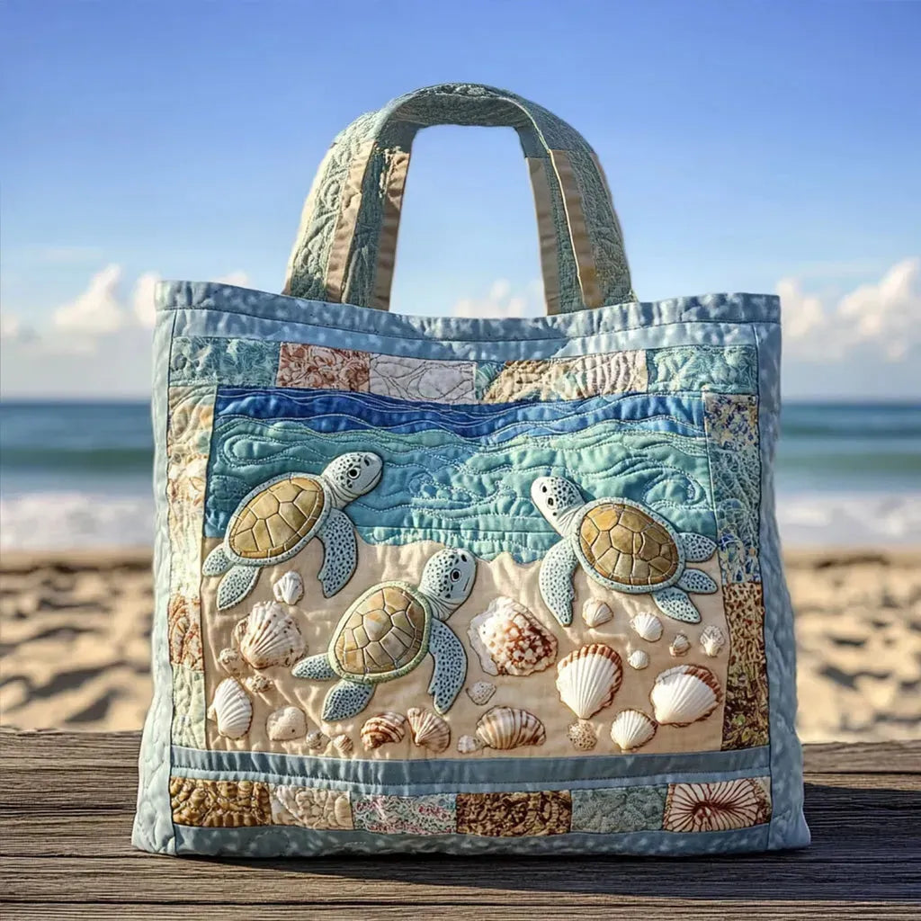 Handgefertigte Matelassé-Tasche - Meeresschildkröten